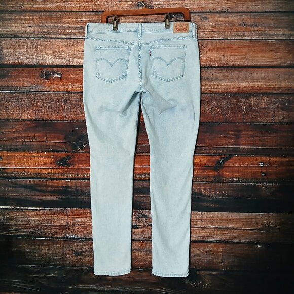 Levis Jeans 711 Skinny Size 33 Acid Wash Light Blue Denim Stretch Mid Rise - Picture 3 of 10